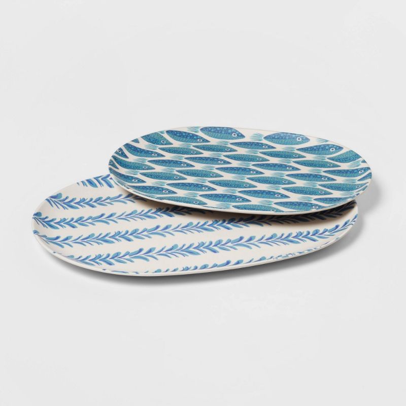 Photo 1 of 2pc Bamboo Melamine Fish Serving Platter Set - Opalhouse