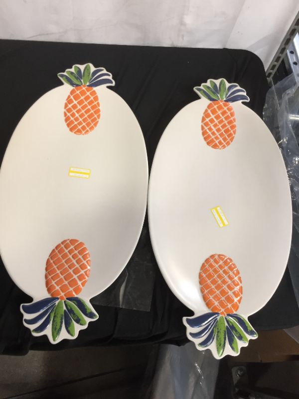 Photo 1 of 21" X 10" Melamine and Bamboo Pineapple Serving Platter - Opalhouse™ 2 Pack 