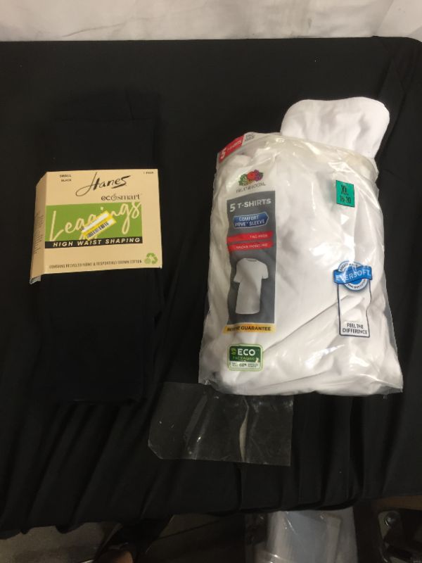 Photo 1 of Fruit of the Loom Boys' 4 + 1 Bonus Pack T-Undershirt XL - And Hanes EcoSmart High Waist Shaping Leggings Black S Women's