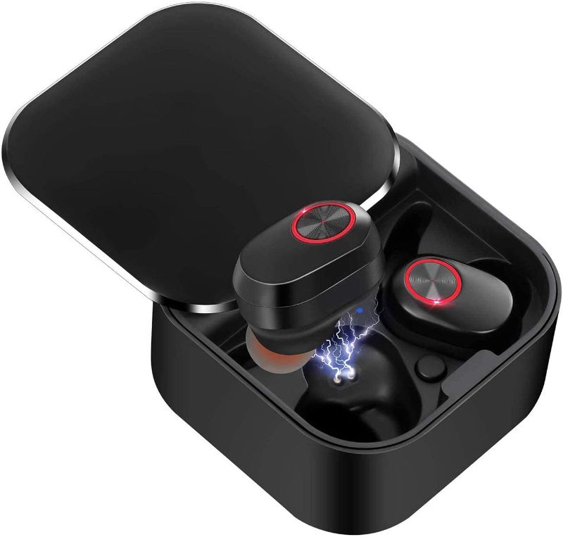 Photo 1 of 2 pack - Wireless Earbuds Bluetooth Headphones Touch Control with Wireless Charging Case, Stereo Earphones Wireless IPX8 Waterproof Bluetooth 5.0 Noise Cancelling in-Ear Earbuds for iPhone/Android (Black)
