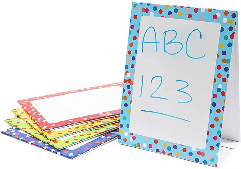 Photo 1 of Double Sided Dry Erase Standing Easel Boards for Kids, Classrooms (5 Pack)
