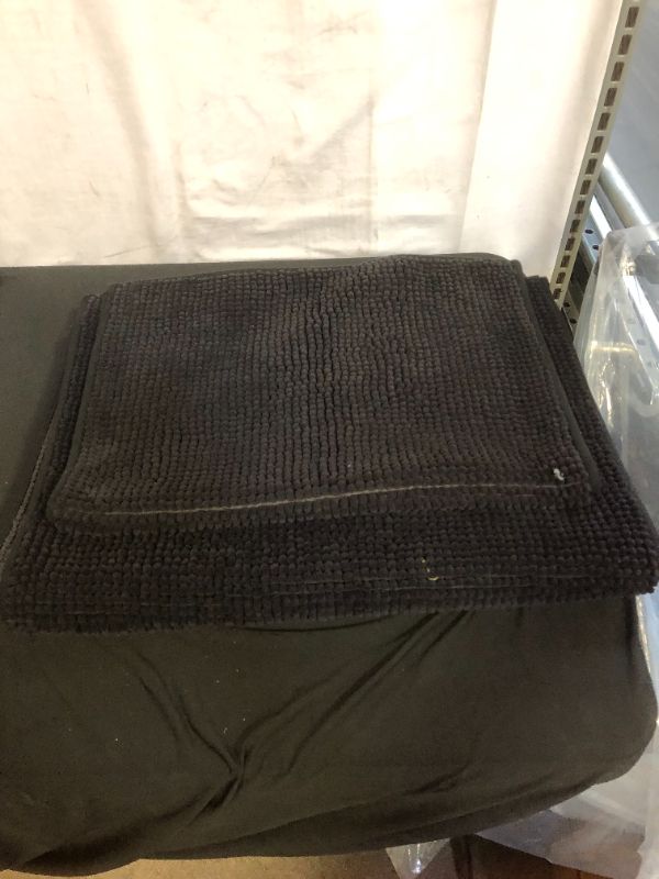 Photo 3 of 2 pack - Everyday Chenille Bath Rug - Room Essentials Black 20"x58" and 17"X24"