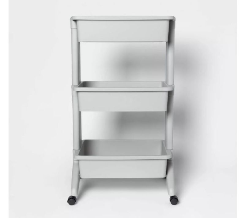 Photo 1 of 3 Tier Plastic Storage Cart Light Gray - Room Essentials
