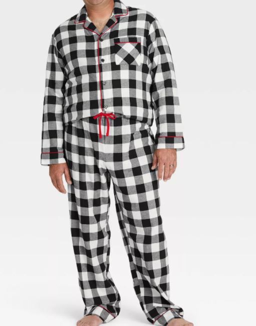 Photo 1 of Men's Plaid Flannel Pajama Set - Wondershop White and Black Large