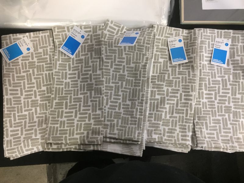 Photo 1 of 5 pack of 2pk Cotton Geometric Kitchen Towels Gray - Room Essentials