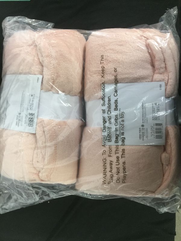 Photo 2 of 2 pack of Solid Plush Throw Blanket Light Peach - Room Essentials