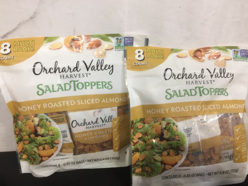 Photo 2 of 2 PACK OF Orchard Valley Harvest, Salad Toppers, Honey Roasted Almonds, 0.85 oz (Pack of 8), Non-GMO, No Artificial Ingredients, 6.8 Ounce EXP 11/02/2021