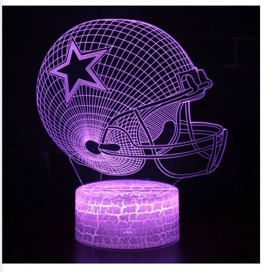 Photo 1 of Dallas Cowboys Football Helmet 3D Optical Illusion Lamp
