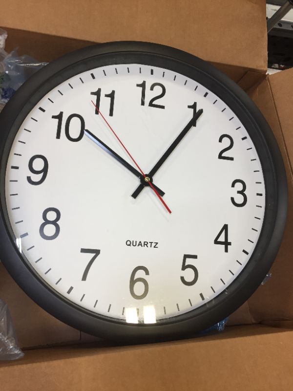 Photo 1 of 16 inch wall clock black battery powered 