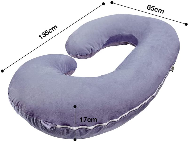 Photo 1 of Chilling Home Pregnancy Pillows for Sleeping, C Shaped Body Pillow Pregnant Pillows for Sleeping Full Body Pillow, Pregnancy Must Haves Maternity Pillows 53 in Pregnancy Body Pillow with Velvet Cover
