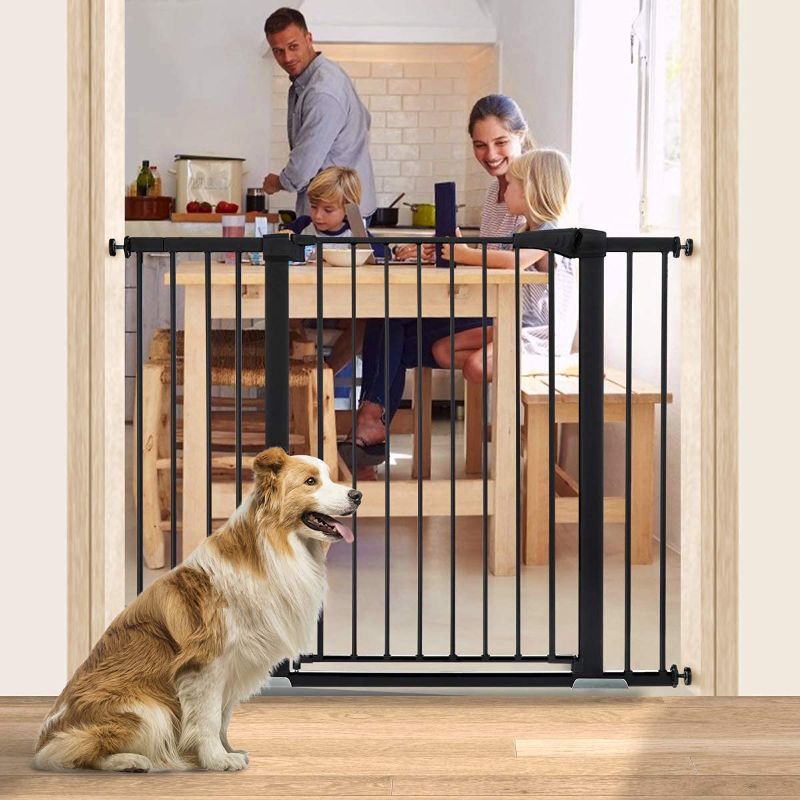 Photo 1 of 48.8" W x 36" H Dog Gate Extra Wide Tall Large Pet Gate Auto Close Safety Gate Durable Walk Thru for Stairs Doorways Houses, Pressure Mounted, Fits Openings 29.5" to 48.8", Black
