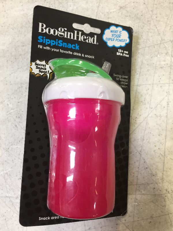 Photo 2 of BooginHead SippiSnack Cup with Snack Holder, Pink/Green
