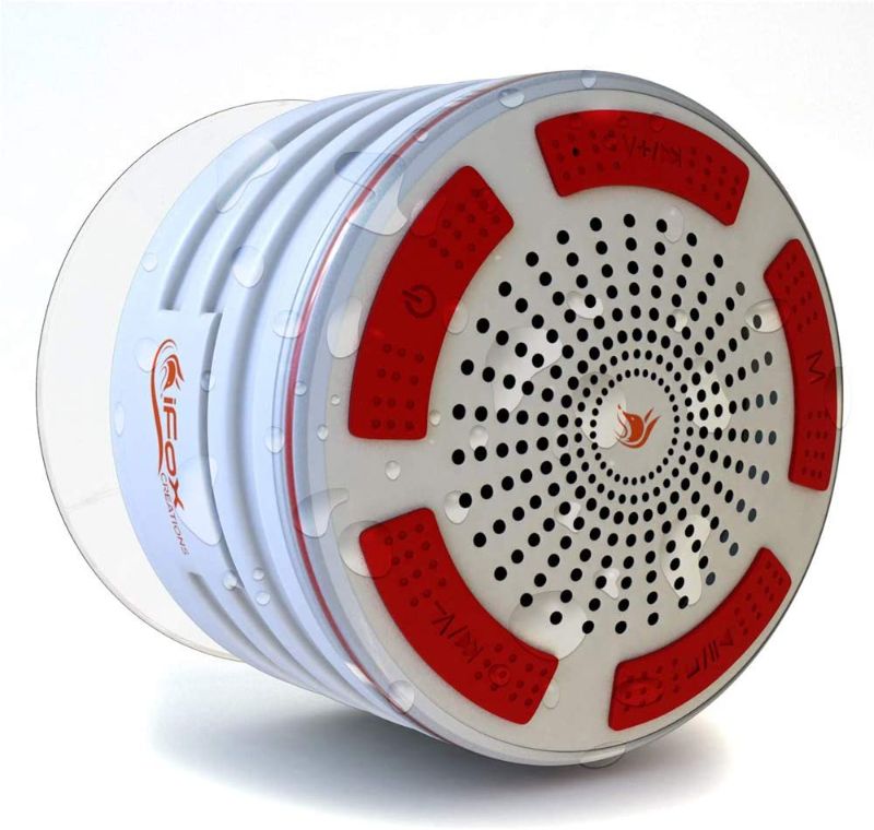 Photo 1 of iFox iF013 Bluetooth Shower Speaker with Suction Cup-100% Waterproof-LED Light- FM Radio- Portable Wireless Speaker-8 hrs Playtime- Connects to All Bluetooth Devices(White)
