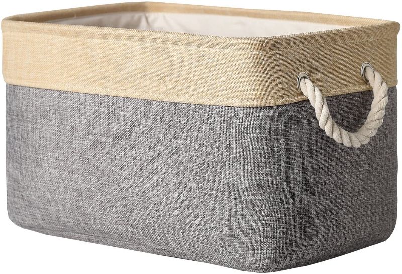 Photo 1 of asket Rectangular Fabric Storage Bin Organizer Basket with Handles for Clothes Storage (Grey Patchwork, 15.7L×11.8W×8.3H) PHOTO IS AN EXAMPLE OF THE ITEM 