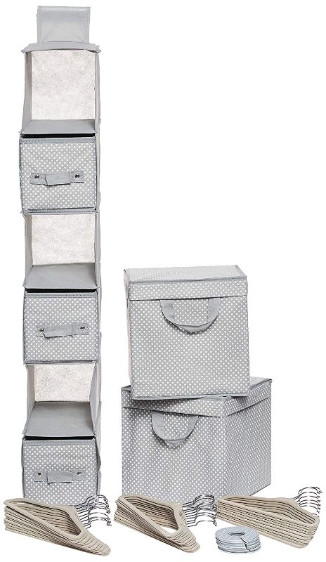 Photo 1 of Delta Children Nursery Storage 48 Piece Set - Easy Storage/Organization Solution - Keeps Bedroom, Nursery & Closet Clean, Dove Grey
