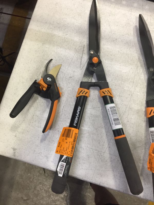 Photo 2 of 3/4 in. Cut Capacity Titanium Coated Blade, PowerGear 2 Bypass Pruner And A Fiskars 25 in. Wavy-Blade Hedge Shears with Adjustable Blade