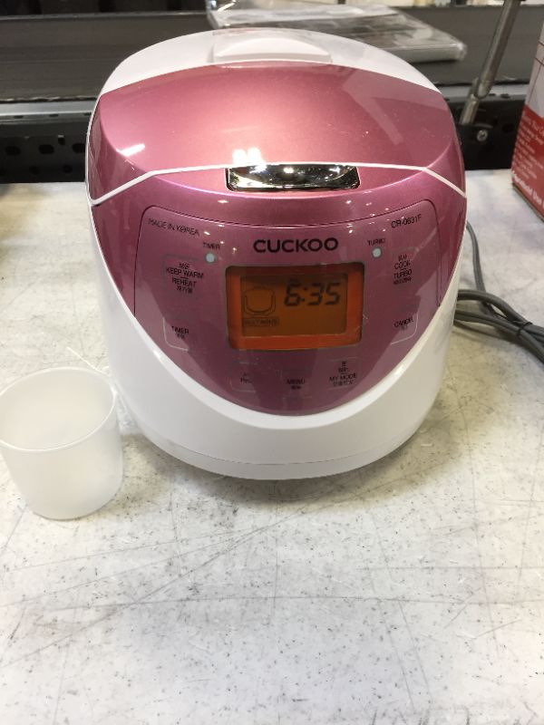 Photo 2 of Cuckoo CR-0631F 6 Cup Electric Heating Rice Cooker, 110v, Pink