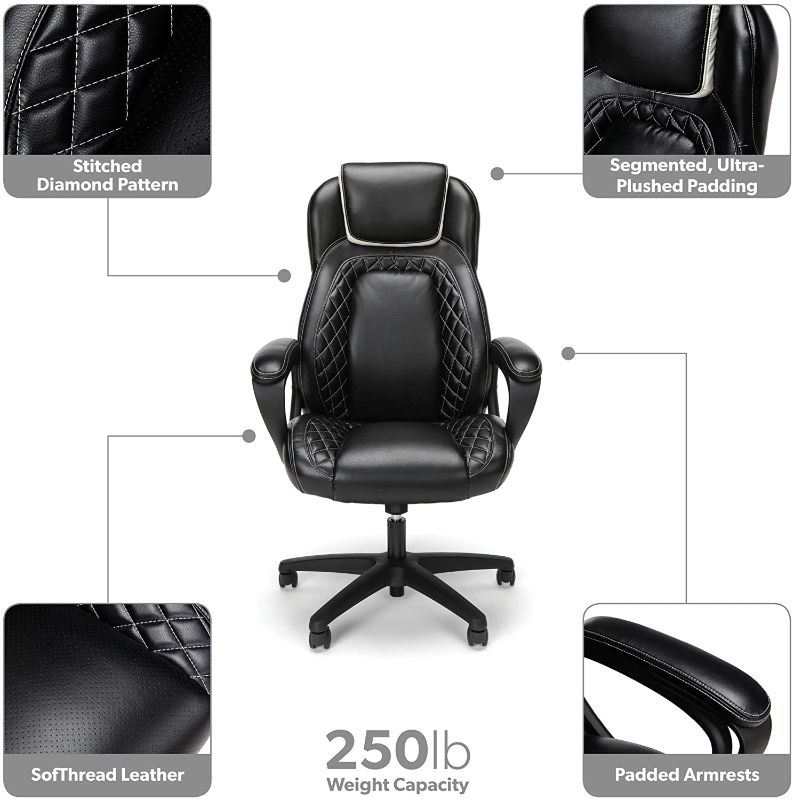 Photo 1 of OFM ESS Collection Racing Style SofThread Leather High Back Office Chair, White
