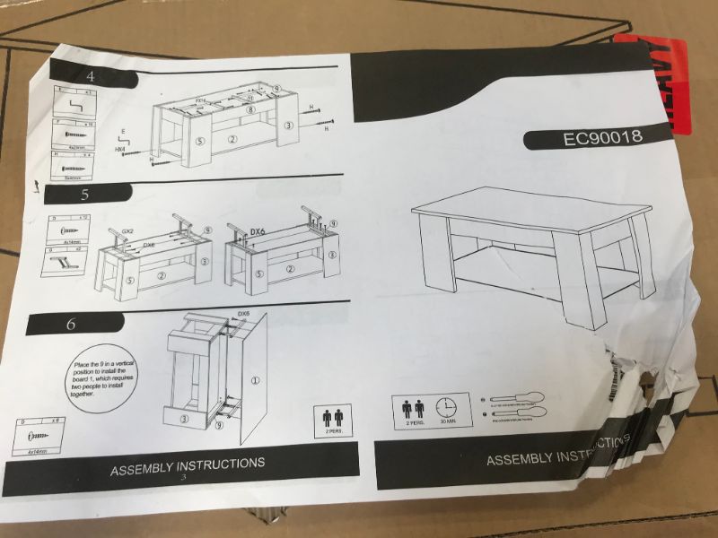 Photo 5 of 9 Plus Lift Top Wood Coffee Table, Sofa Tea Table with Storage for Living Room White
