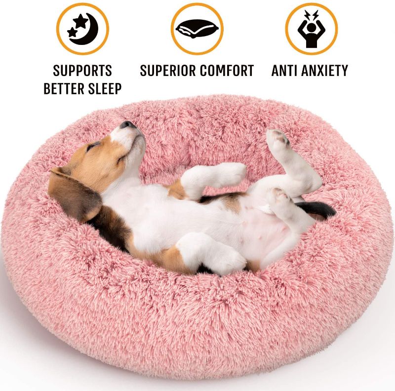 Photo 1 of Active Pets Plush Calming Dog Bed, Donut Dog Bed for Small Dogs, Medium & Large, Anti Anxiety Dog Bed, Soft Fuzzy Calming Bed for Dogs & Cats, Comfy Cat Bed, Marshmallow Cuddler Nest Calming Pet Bed
