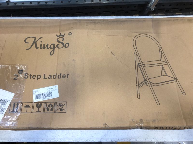 Photo 1 of 2 Step Ladder, Folding Step Stool with Rubber Wide Anti-Slip Pedal Sturdy Steel Ladder, Steel Ladder Hold Up to 330lbs for Household, Kitchen and Office, Silver (330lbs Capacity)
