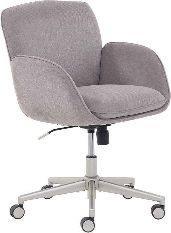 Photo 1 of Amazon Brand – Rivet Modern Upholstered Swivel Home Office Task Chair, 25.5"W, Ash Gray with Nickel Finish
