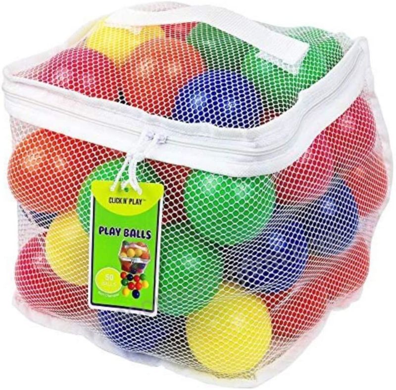 Photo 1 of Click N' Play Pack of 50 Phthalate Free BPA Free Crush Proof Plastic Ball, Pit Balls - 6 Bright Colors in Reusable and Durable Storage Mesh Bag with Zipper 2 PACK
