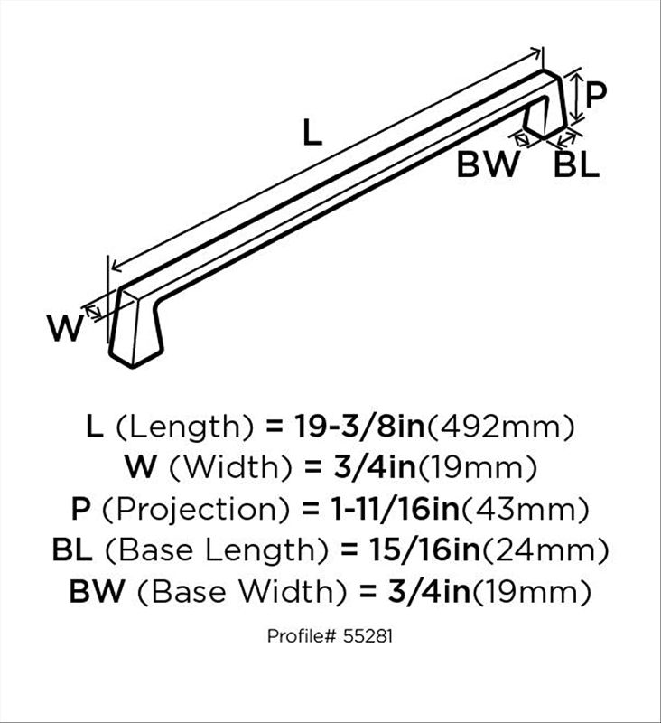 Photo 2 of Amerock Corp BP55281PN Blackrock Appliance Drawer Pull, 18 in Center-to Center Oversized, Polished Nickel 2 PACK 
