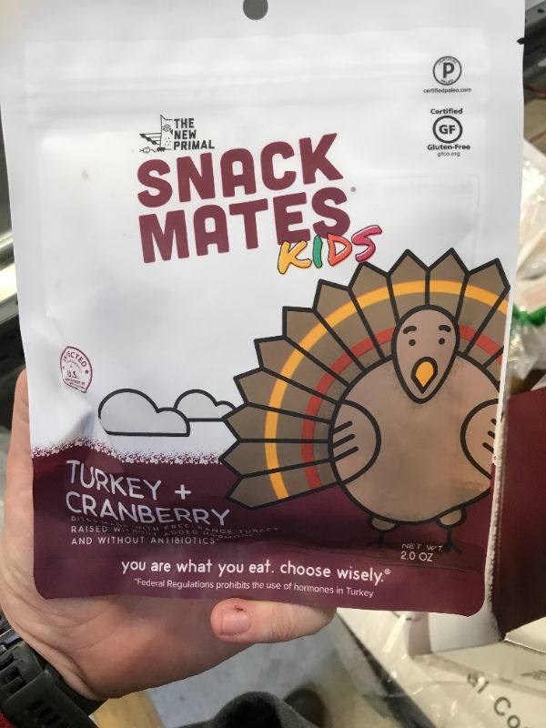 Photo 2 of ?Snack Mates by The New Primal Turkey & Cranberry Bites, High Protein and Low Sugar Kids Snack, Bite-Sized, Certified Paleo, Certified Gluten Free, Soy Free, 2 Oz Per Pack (8 Pack)
