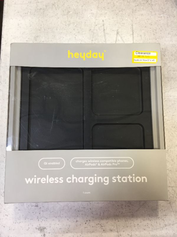 Photo 2 of heyday™ 10W Qi Wireless Charging Station (phone/airpod) - Black/Wood