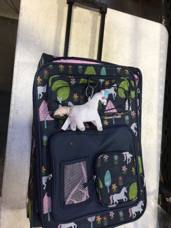 Photo 1 of 12 x 20 inches rolling backpack girly unicorn themed color blue 