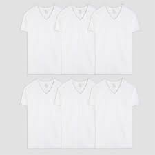 Photo 1 of Fruit of the Loom Men's V-Neck T-Shirt - White size small 
