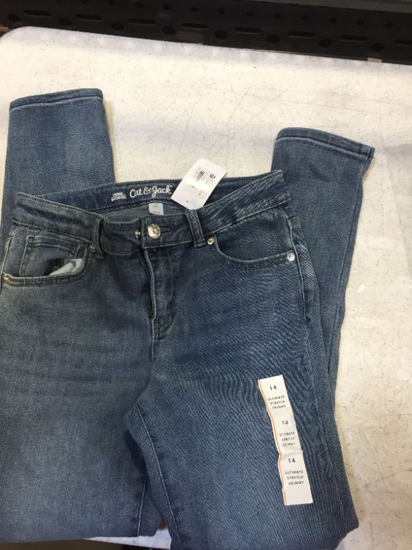 Photo 2 of Girls' Ultimate Stretch Skinny Mid-Rise Jeans - Cat & Jack size 14 
