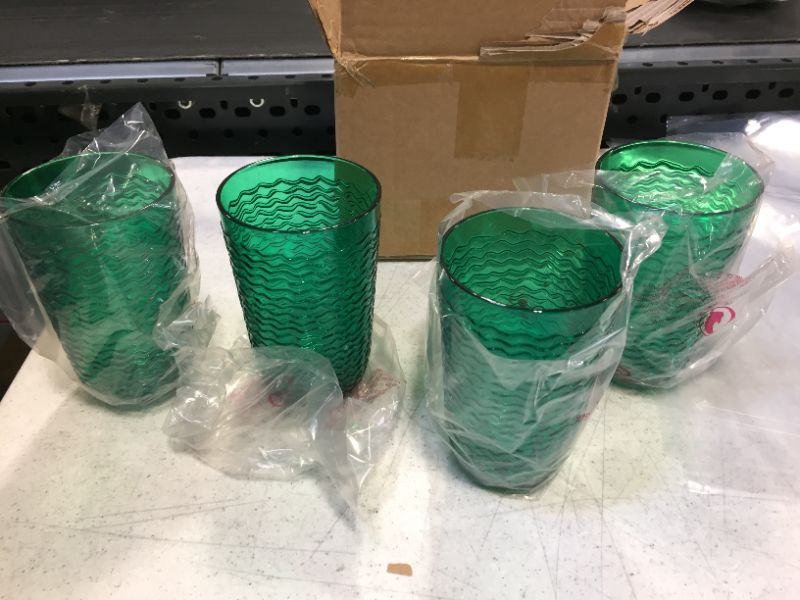 Photo 2 of 19oz Plastic Wave Texture Tall Tumbler Green - Opalhouse 4 pack 