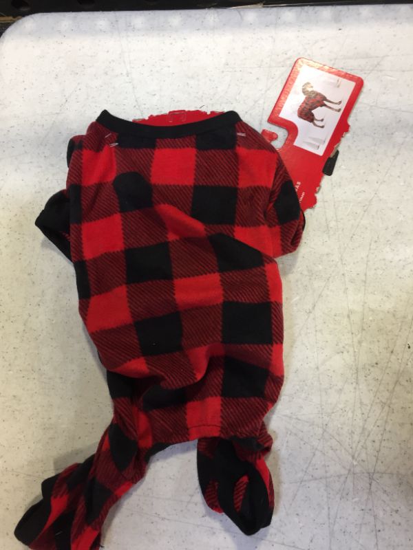 Photo 2 of Dog and Cat Buffalo Check Pajama with Sleeves - Wondershop™ Red and black size small 
