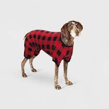 Photo 1 of Dog and Cat Buffalo Check Pajama with Sleeves - Wondershop™ Red and black size small 
