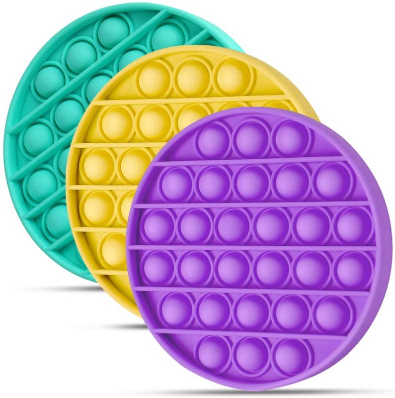Photo 1 of Push Pop Bubble Fidget Toys,Pop Bubble Fidget Autism Sensory Toys for Kids,Push Popping Silicone Sensory Toy Anxiety & Stress Reliever Autism Learning for Kids,Adults. Pack of 3(Round) 2 Packs Of 3
