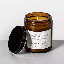 Photo 1 of 6.5oz Cardamom & Vetiver Amber Glass Jar Candle - Hearth & Hand™ with Magnolia 3 count 