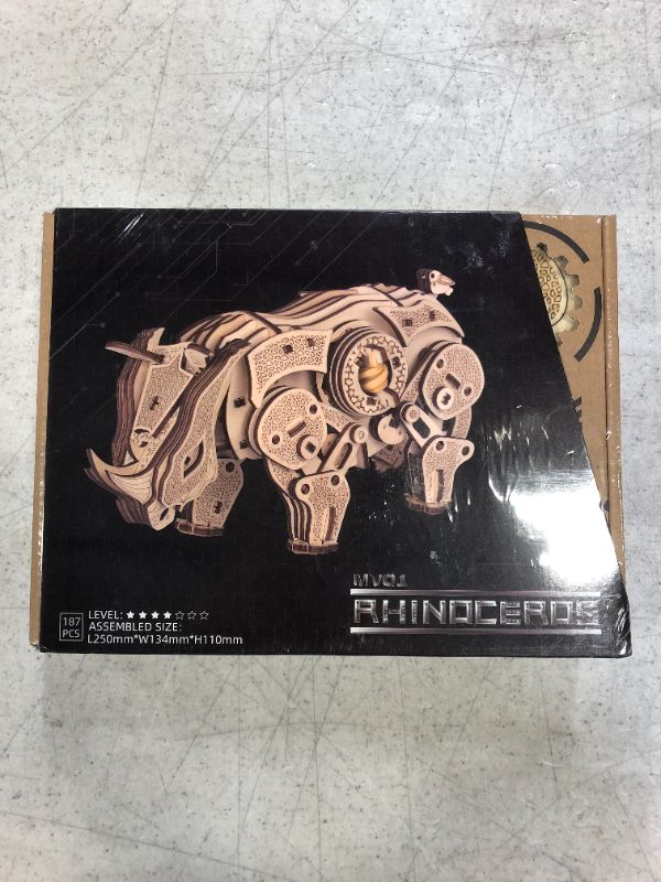 Photo 1 of amrgot 3d wooden puzzle diy craft kits rhinoceros