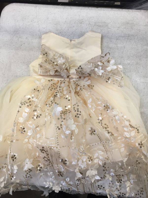 Photo 1 of 12-18 size little girls dress color beige yellow 