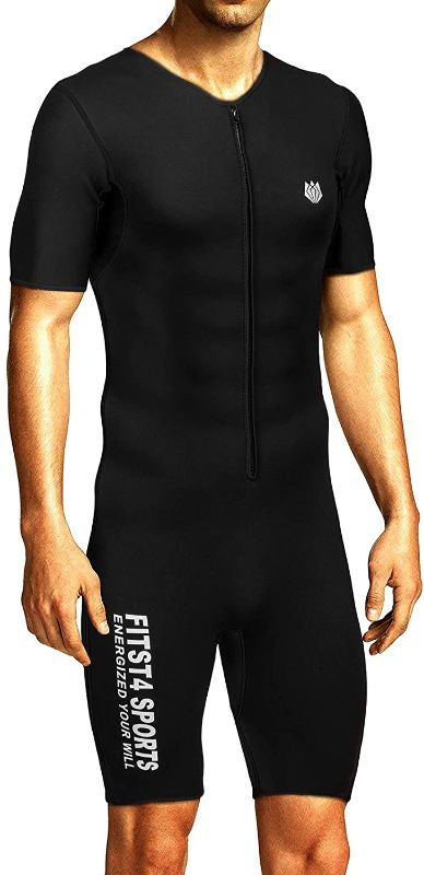 Photo 1 of FitsT4 Mens Sauna Suit MMA Neoprene Sweat Shirt Short Sleeve for Fitness Gym Exercise size extra extra extra large 
