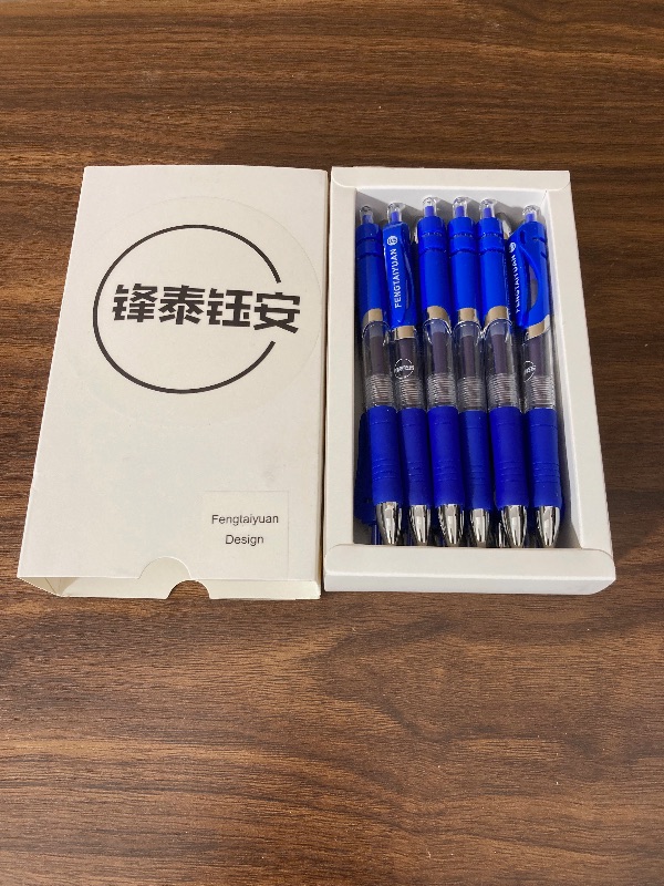 Photo 2 of Fengtaiyuan ADBP18, Retractable Gel Pens, 0.5mm, Blue Ink, Extra Point, Writting Smooth, 18 Pack (Blue-0.5mm)