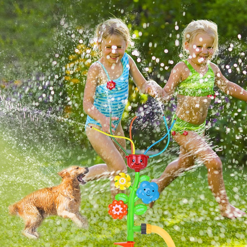 Photo 1 of Sprinkler for Kids Flower Splash Spray Outdoor Water Toys Lawn Garden Yard Backyard Spinning Sprinklers Outside Toddlers Kids Toys Age 3 4 5 6 7 8 3-10 8-12 Year Old Boys Girls Summer Party Games