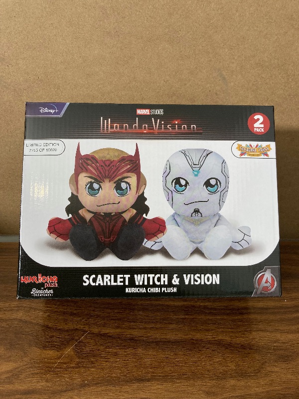 Photo 1 of Bleacher Creatures Marvel's WandaVision Limited Edition Kuricha Pack: Vision & Scarlet Witch Kuricha Plushies – Super Soft Chibi Inspired Toy