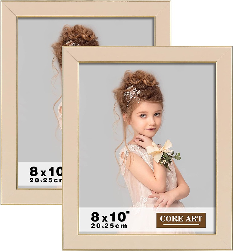 Photo 1 of CORE ART 8x10 Picture Frames Ivory White Photo Frames Set of 2, 8 by 10 Colorful Frame with HD Semi-tempered Glass, Wall or Tabletop Display