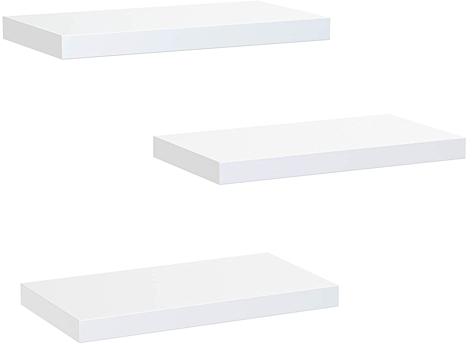Photo 1 of AMADA HOMEFURNISHING White Floating Shelves Invisible Wall Mounted 3 Sets, Modern Faux Wood Storage Shelves with Matte Finish, Perfect for Bedroom, Bathroom, Living Room and Kitchen Decoration, AMFS08
