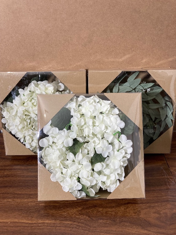 Photo 1 of 14" Flower wreath 2 pack & 14" Eucalyptus wreath