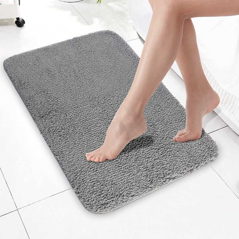 Photo 2 of Bath Rugs Glamore Bath Mats-Non Slip, Ultra Soft and Absorbent, Machine Washable Plush Shaggy Rugs for Bathroom Doormat Floor Mat, Size 16"x24" Gray