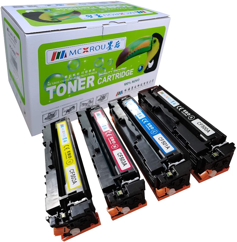Photo 1 of MCXROU MC-CF500A Compatible Toner Cartridge Replacement for CF500A 202A 202X CF500X Work for Pro MFP M281fdw M281cdw M254dw M281 M254nw(Bk, C, M, Y, 4 Pack)