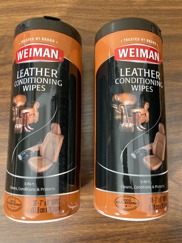 Photo 2 of Weiman Leather Wipes - 2 Pack - Clean Condition UV Protection Help Prevent Cracking or Fading of Leather Furniture